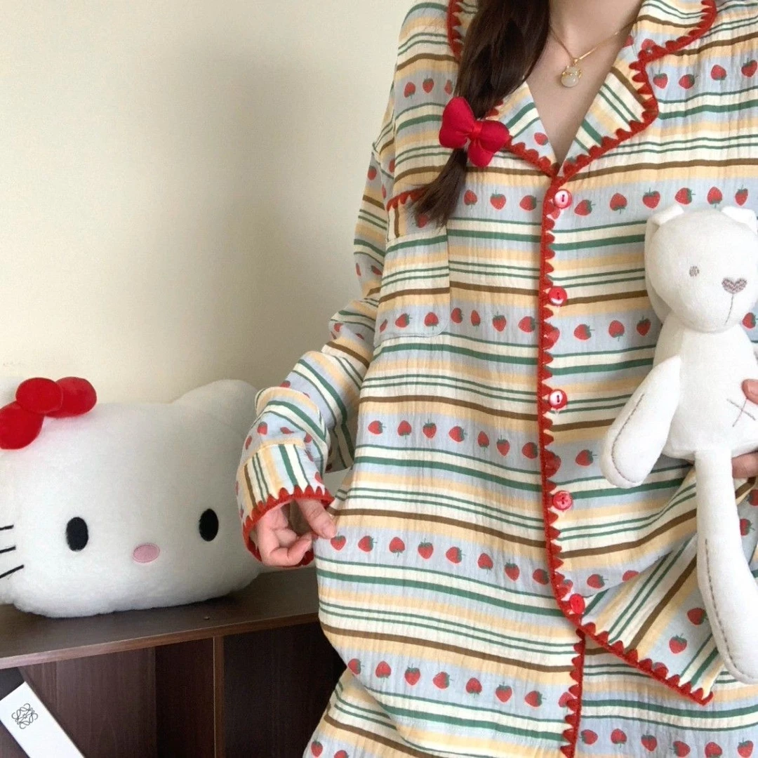 4号链接【带胸垫】睡衣女二件套女夏季长袖袖（品牌清仓）