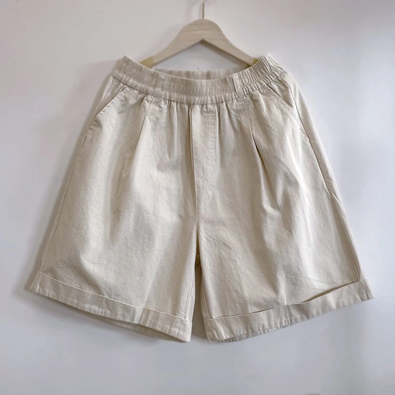 年轻中年妈妈装遮肉显瘦休闲纯色宽松简约夏季百搭短裤YX105387