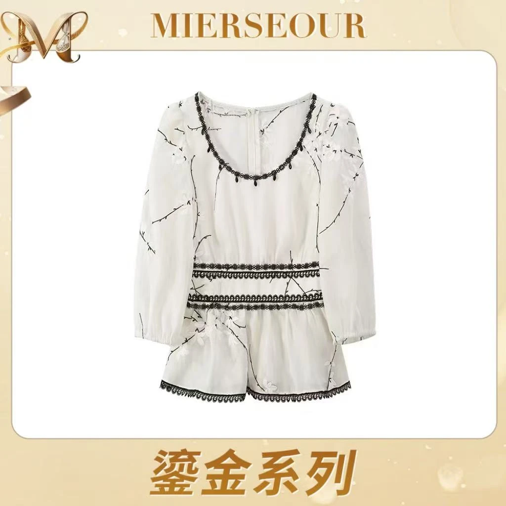 MIERSEOUR鎏金系列【落花惊雨】新中式设计感刺绣上衣3006