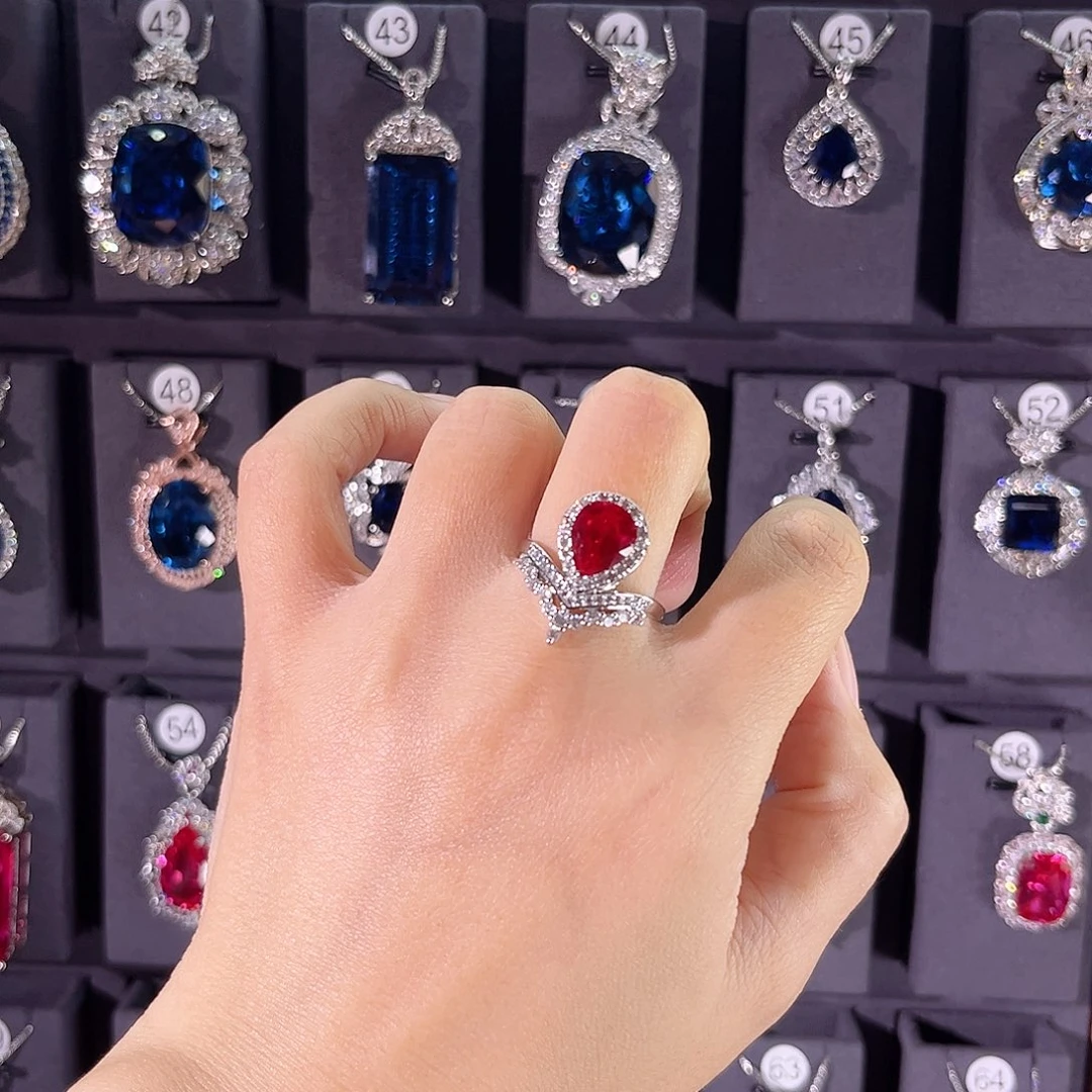 银S925镶嵌戒指红宝石