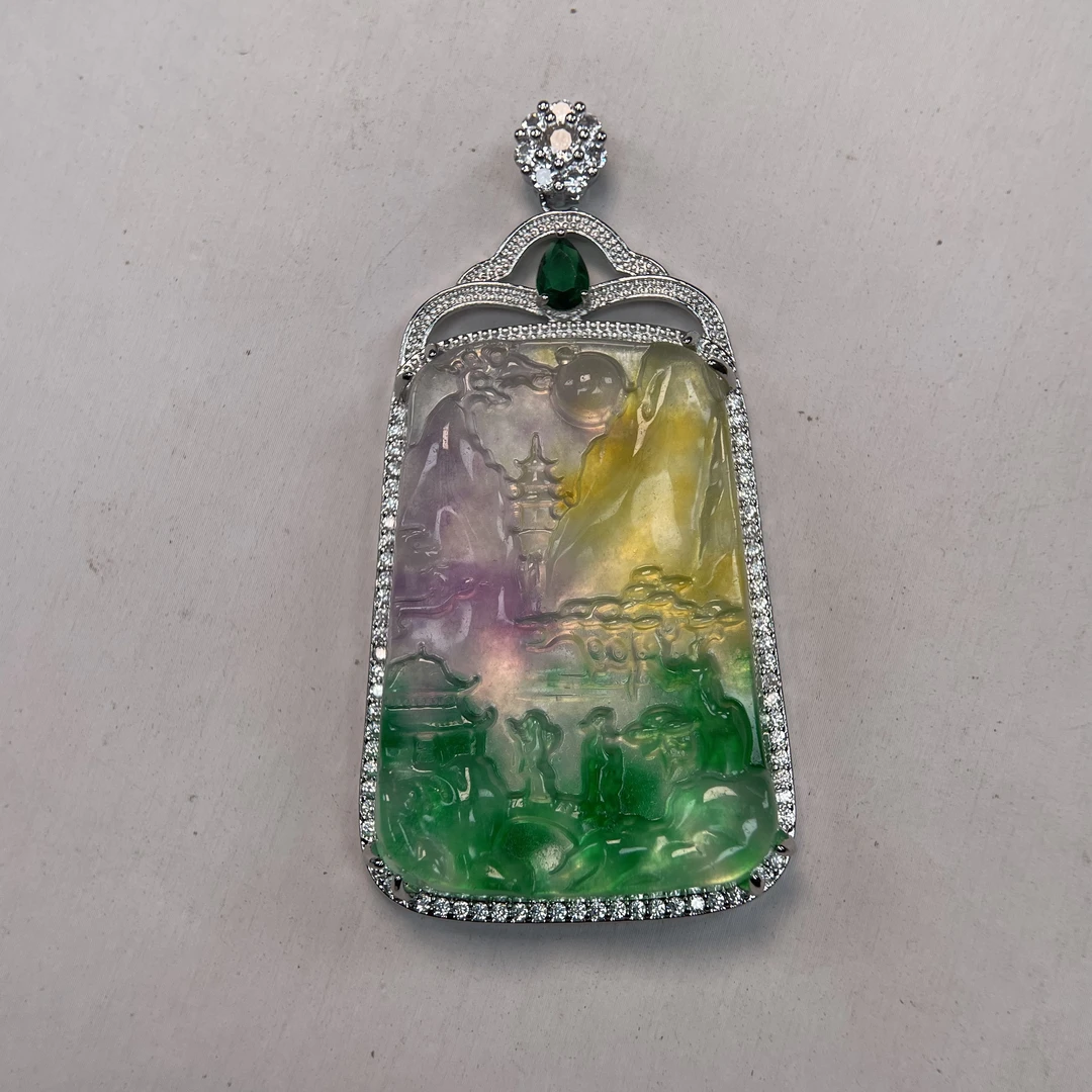 A910春彩山水吊坠时尚百搭男女款多样发货其一