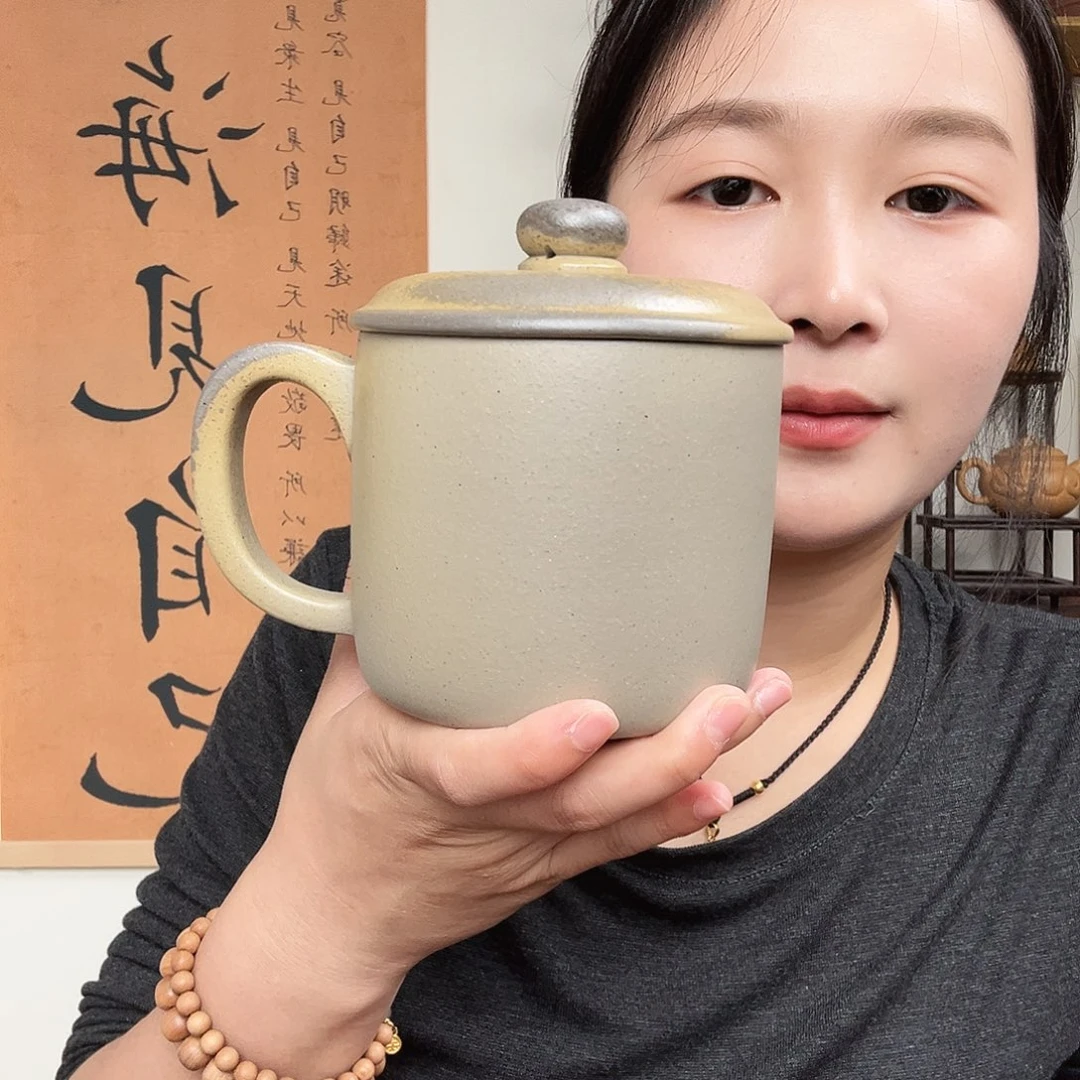 茶杯紫砂面****开微瑕紫砂盖杯古法柴烧
