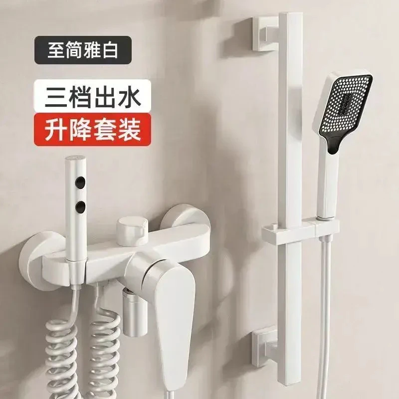 九牧王简易淋浴花洒套装无顶喷浴室水龙头冷热混水阀全铜增压喷头