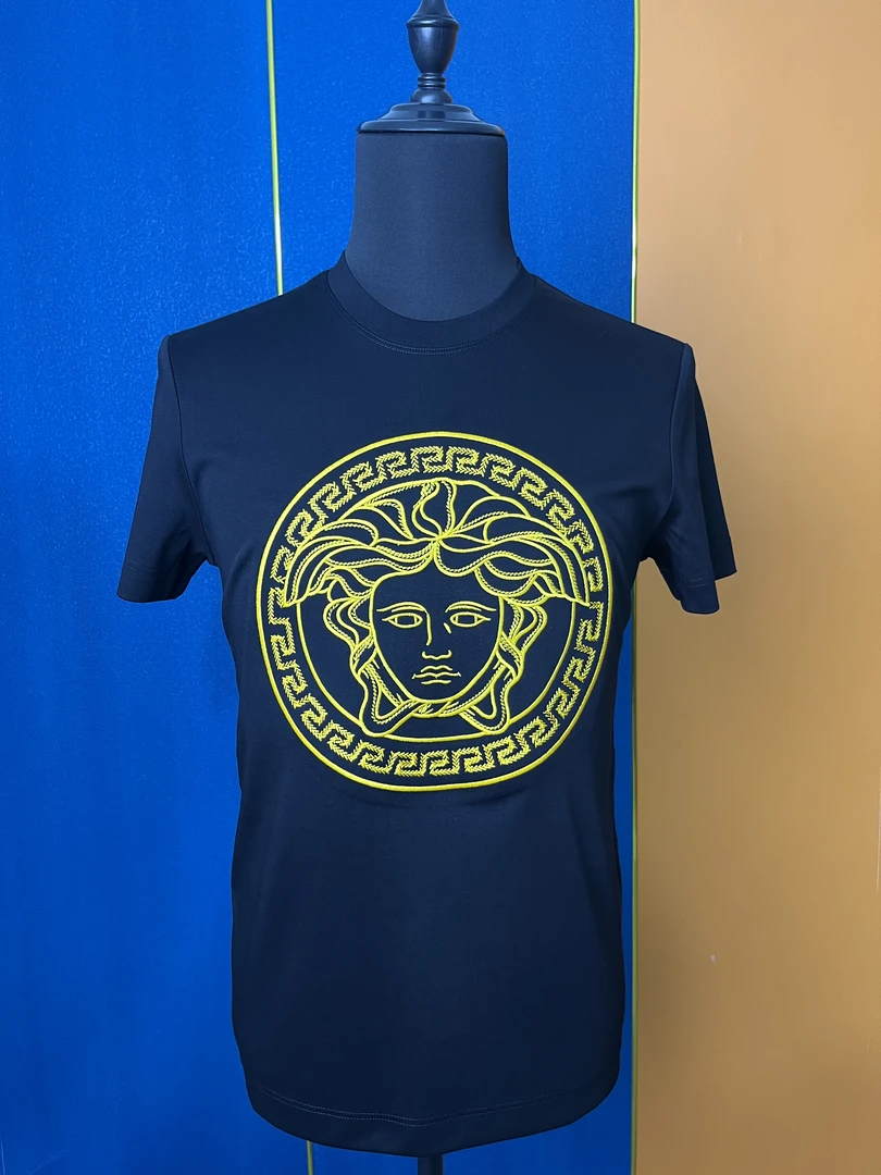 （刺绣款）高级彩色刺绣丝光棉美人男士修身短袖轻奢T恤