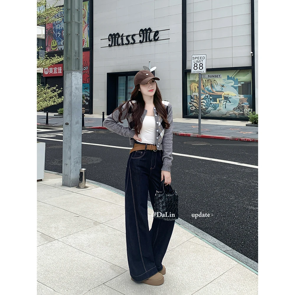 DUOXINIU/多喜牛/DaLin秋季女窄版阔腿裤宽松显腿长复古百搭显瘦