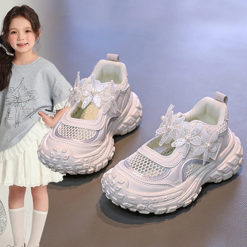 ABCyeef儿童鞋子2025夏季新款运动凉鞋透气网面休闲学生单鞋女童