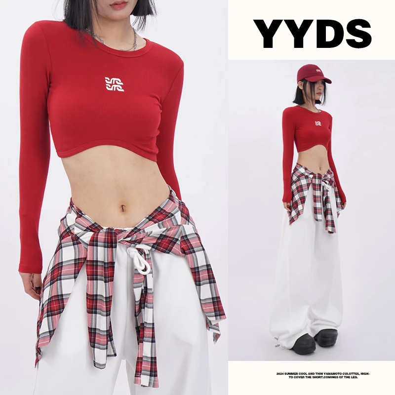 高街格子屁帘女叠穿神器不规则下摆假衬衣小众爵士街舞系腰罩衫潮