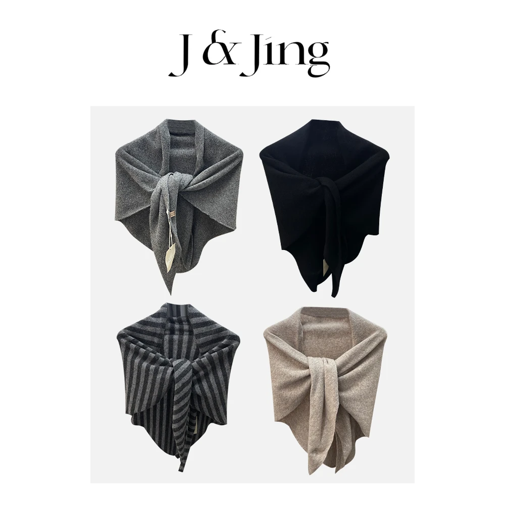J&Jing-「羊毛披肩」-秋冬季时尚百搭羊毛三角披肩KK141