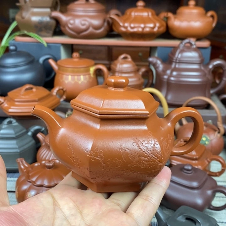 紫砂茶壶六方掇只260cc原矿赵庄朱泥双十一特价