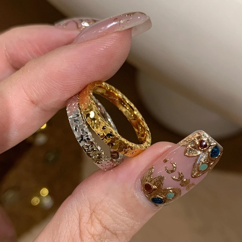 中古风满天星锤纹碎冰冰戒指超闪高级轻奢气质JZ027