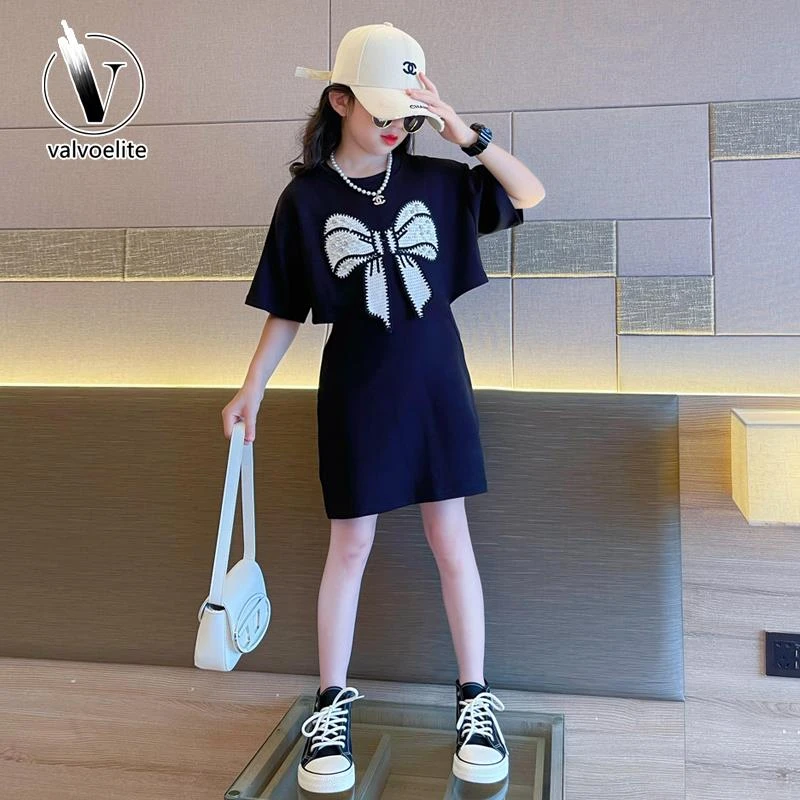 VALVOELITE女童连衣裙夏季2025新款时尚炸街大童洋气公主裙高级感