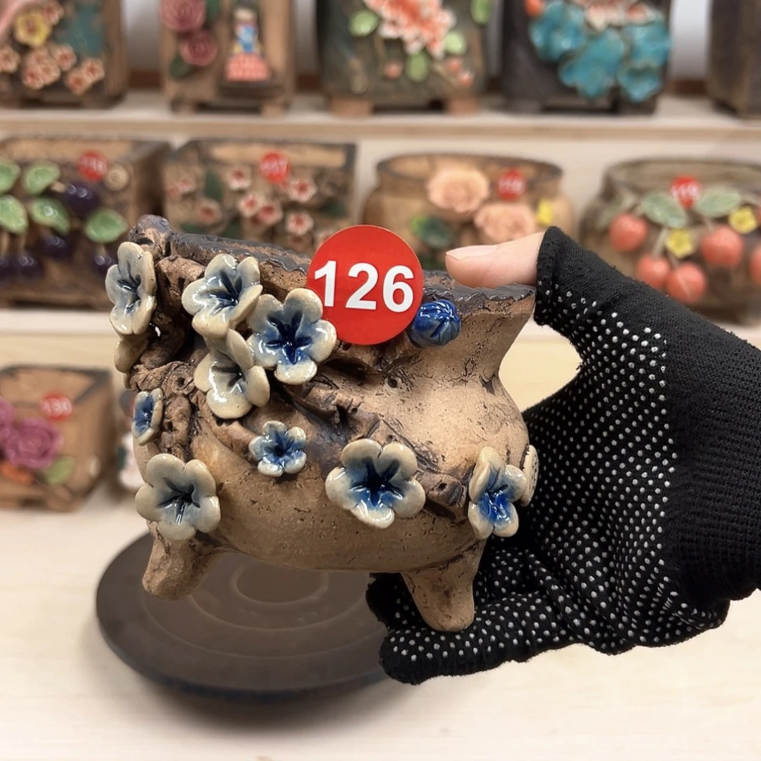 紫砂花盆126号内口9外高10