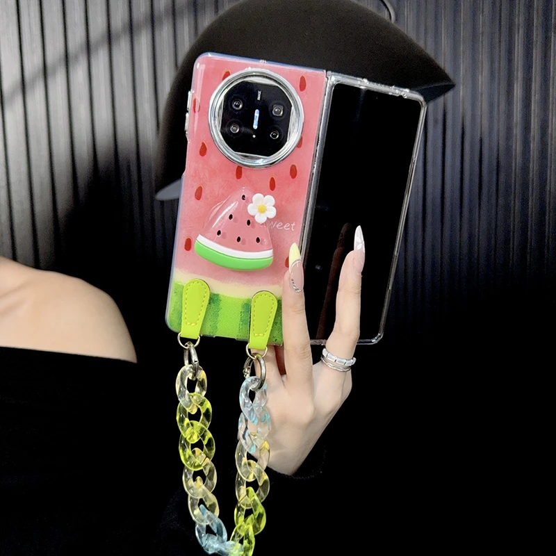 适用华为matex5手机壳新款matex6典藏套matex3小众西瓜菠萝支架女