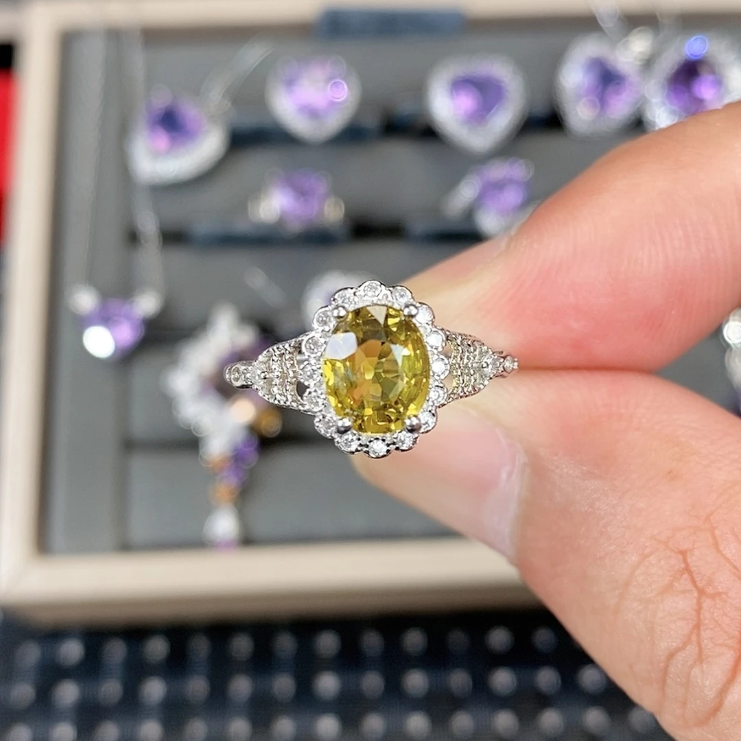 石榴石戒指银S925镶嵌