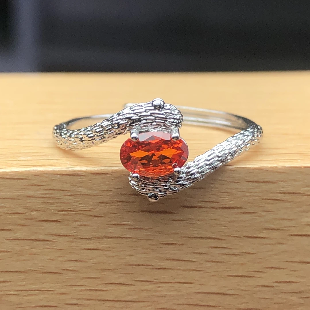 11846 芬达红戒指银色托开口可调节FD1