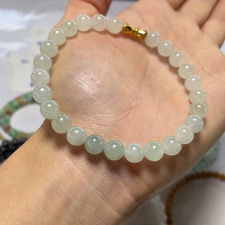 定制翡翠未镶嵌手串 有纹