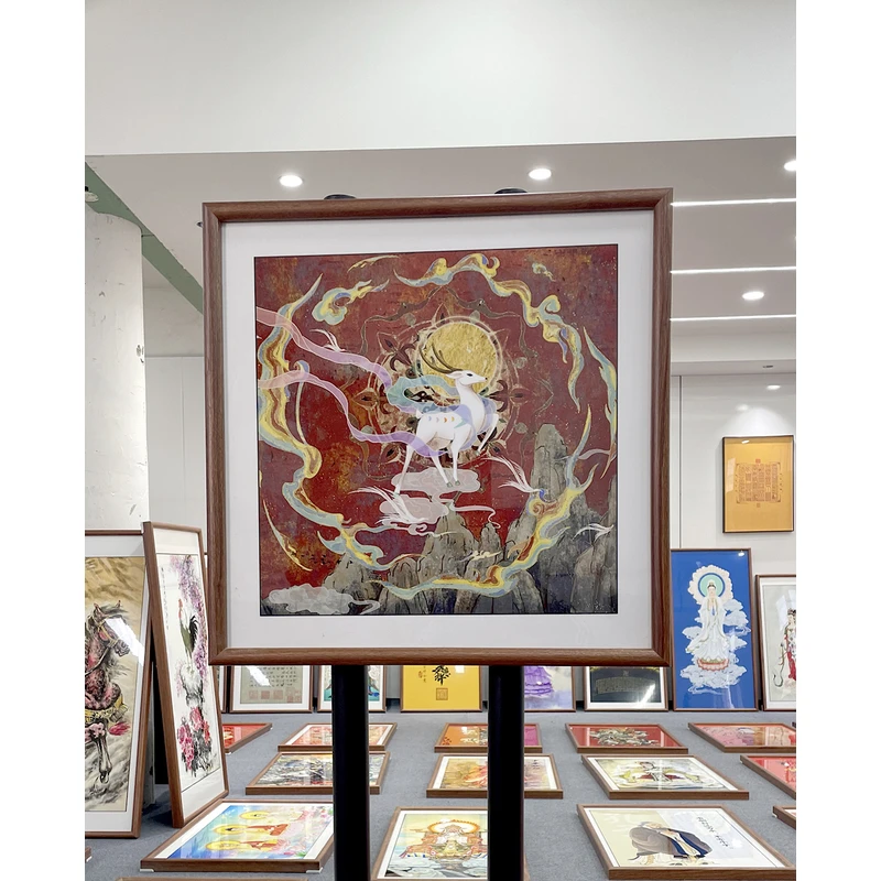 [21九色鹿]60x60cm中国风家居装饰画办公室玄关客厅装饰画