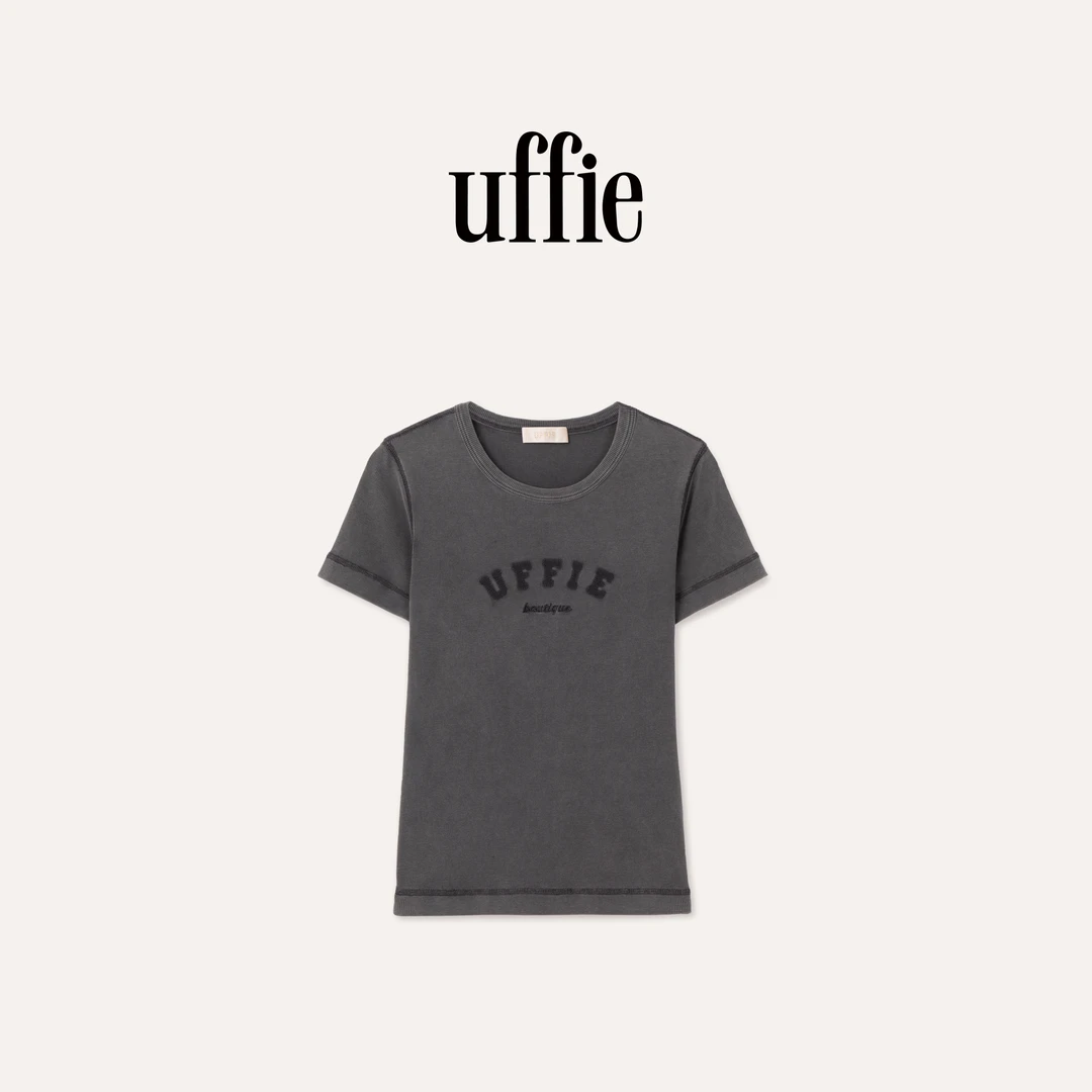 UFFIE于绘 坑条罗纹饰成衣水洗T恤
