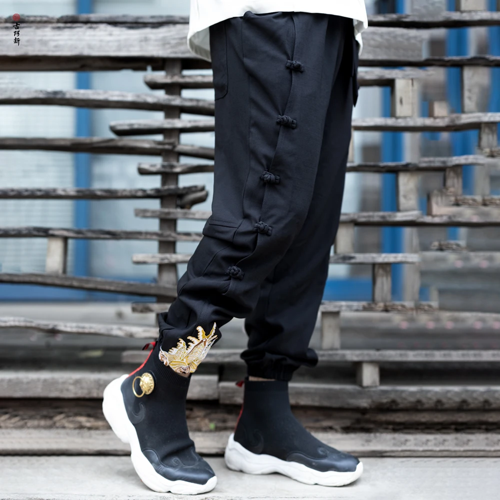 【古阿新国潮】原创设计国风刺绣乘风破浪情侣夏季百搭休闲卫裤透气