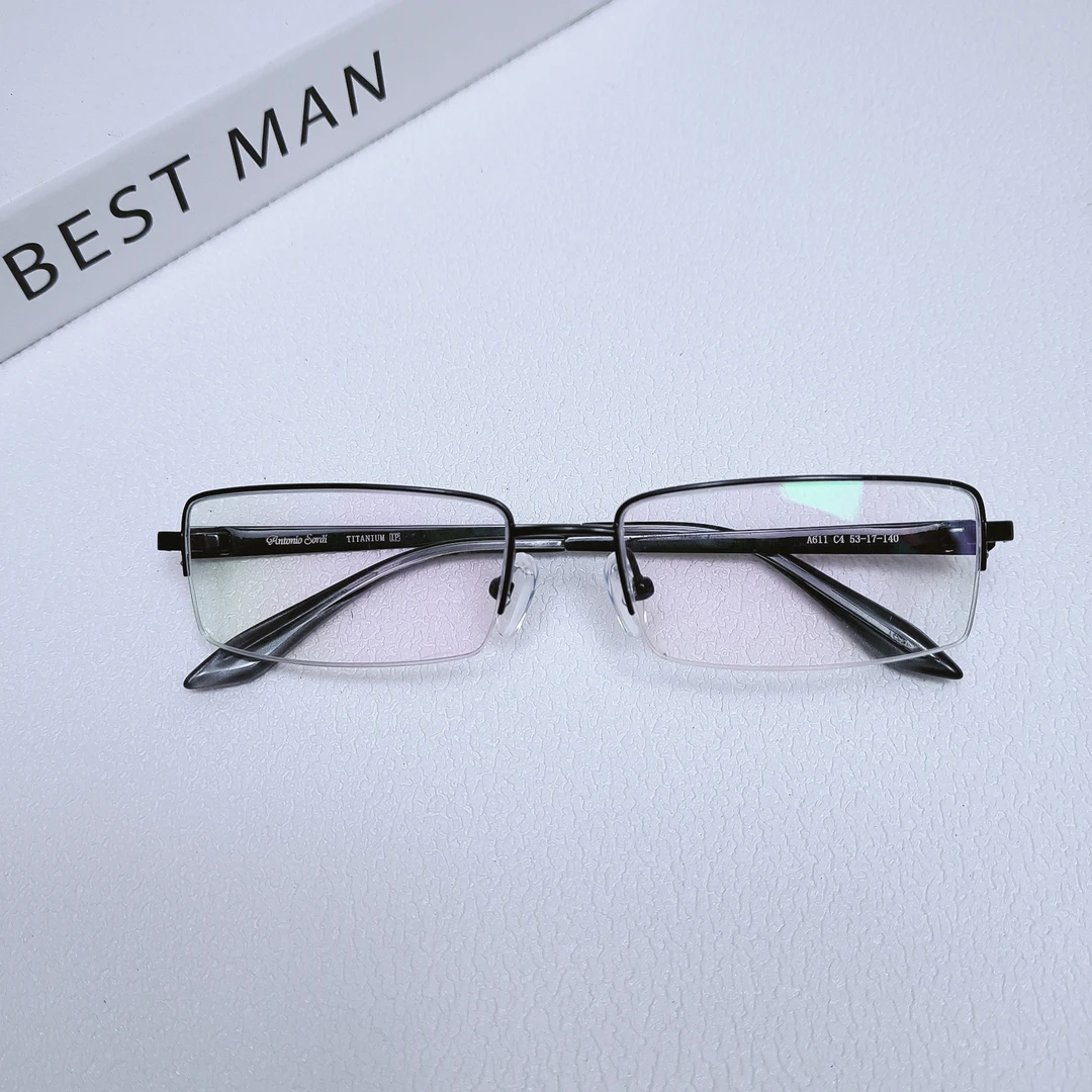 商务眉线145大脸半框男款近视眼镜框方框简约钛架高度数眼镜架女