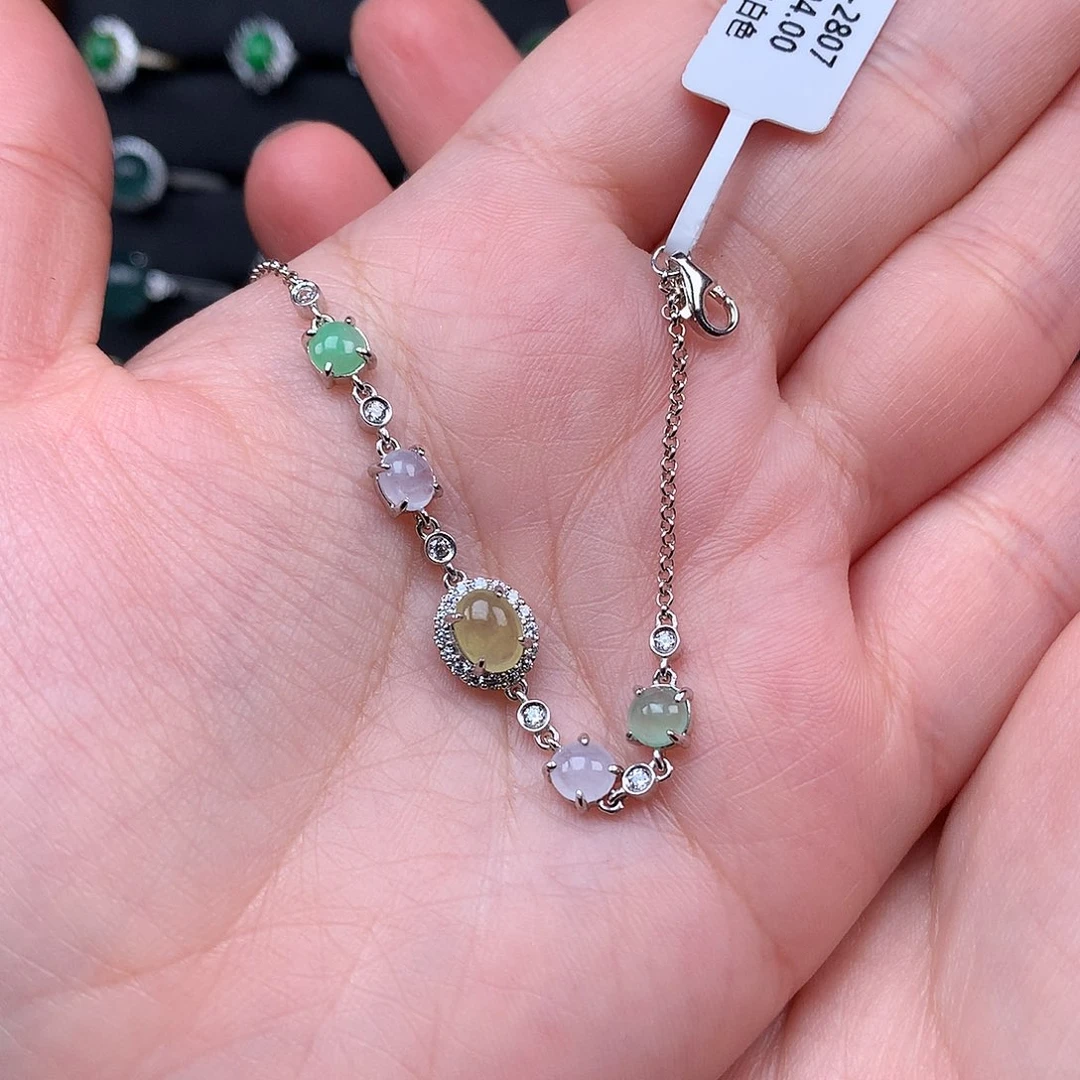 燕***子翡翠银S925镶嵌手链