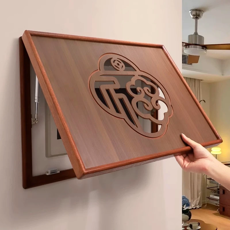 复古电表箱遮挡装饰画2025新款实木镂空电闸箱开关盒挂画弱电箱画