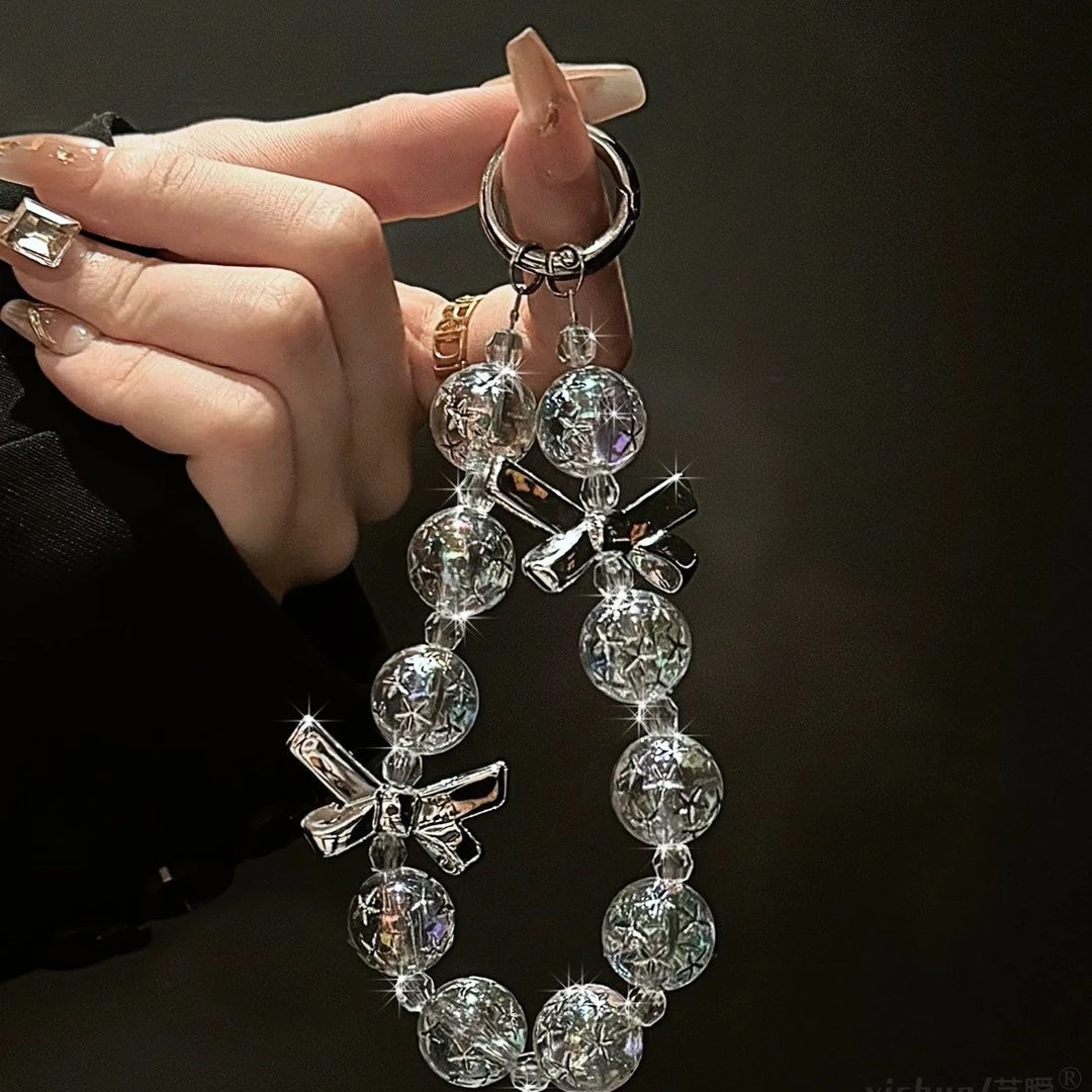 个性创意水晶手工串珠手腕手提短款链条手机挂绳手机壳钥匙扣挂链