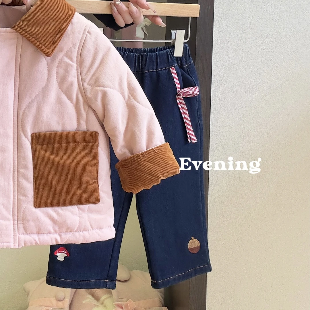 【PM】蝴蝶结加绒牛仔裤 7757