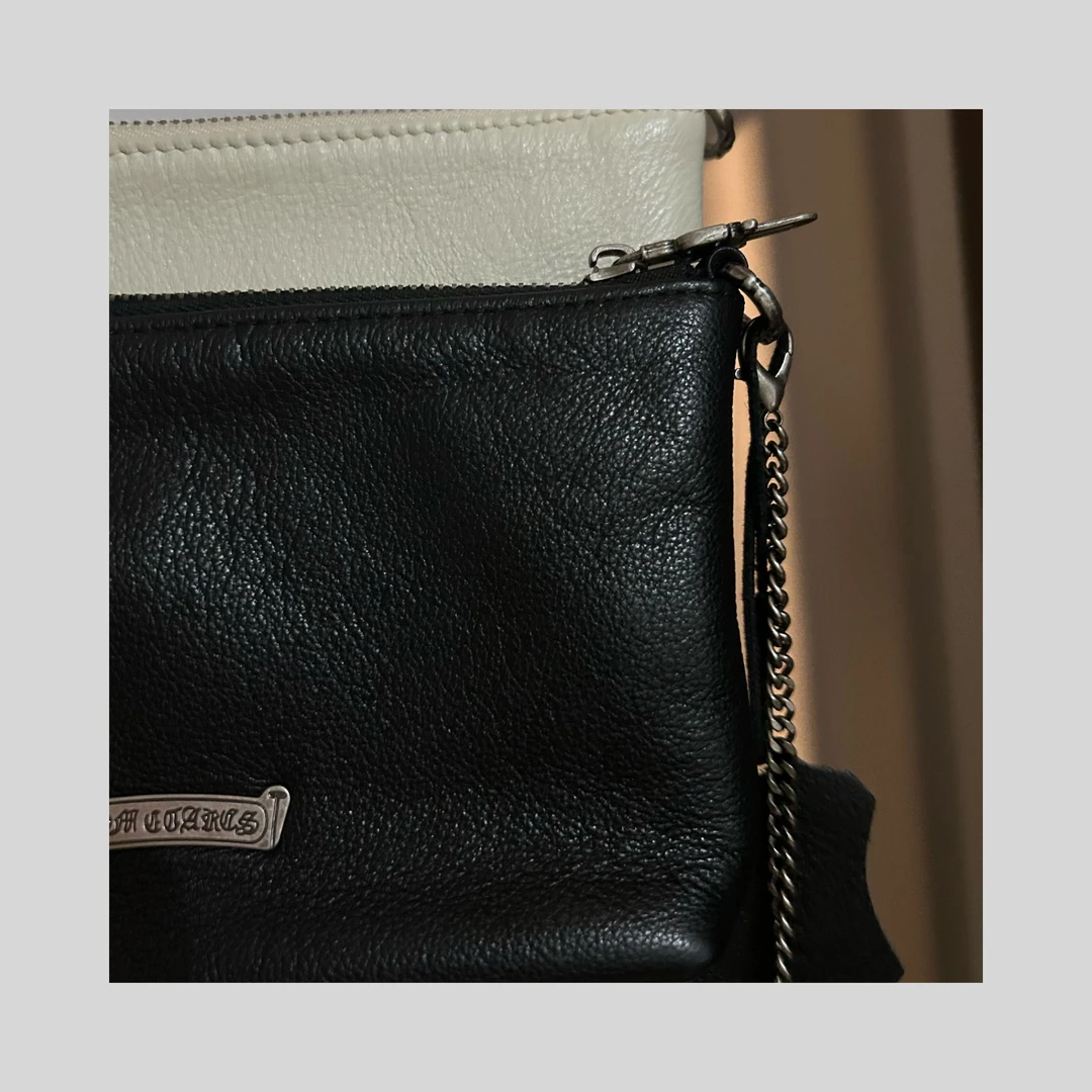 【A23#编码】链条包黑色斜挎包牛皮拉链长款手机包单肩包