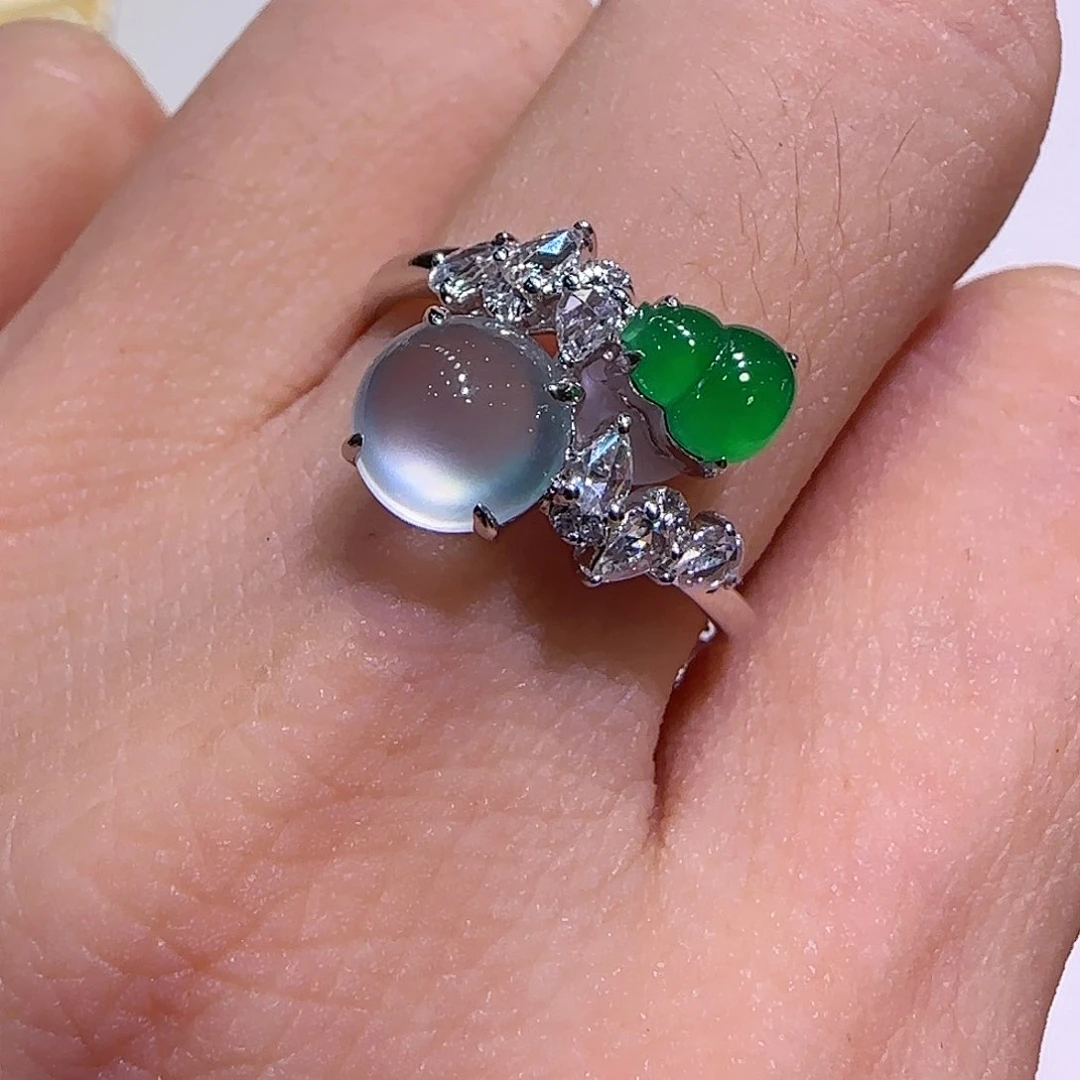 翡翠戒指18K金镶嵌设计款