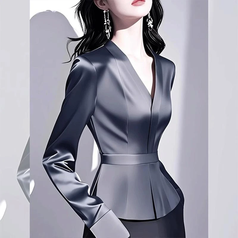 法式轻奢气质v领衬衫女款2025春季新款高级感独特别致超好看上衣