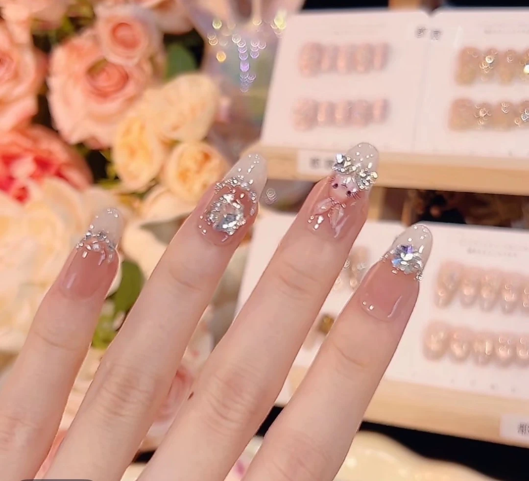 【洛可兔】高品质穿戴甲腮红螺纹胶立体可拆卸美甲