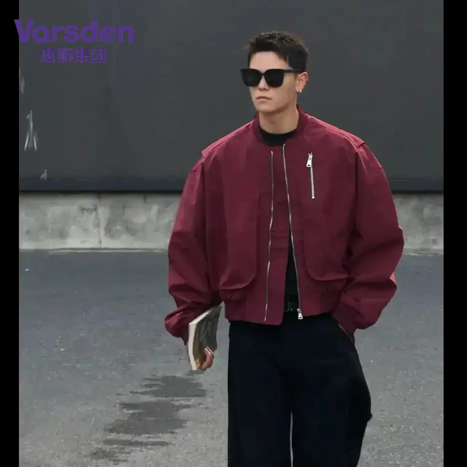 唐狮集团Varsden潮牌设计感复古秋季短款飞行夹克cleanfit风外套