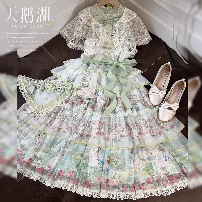 实体店现货【天鹅湖】线球猫Lolita原创设计小花嫁萌款