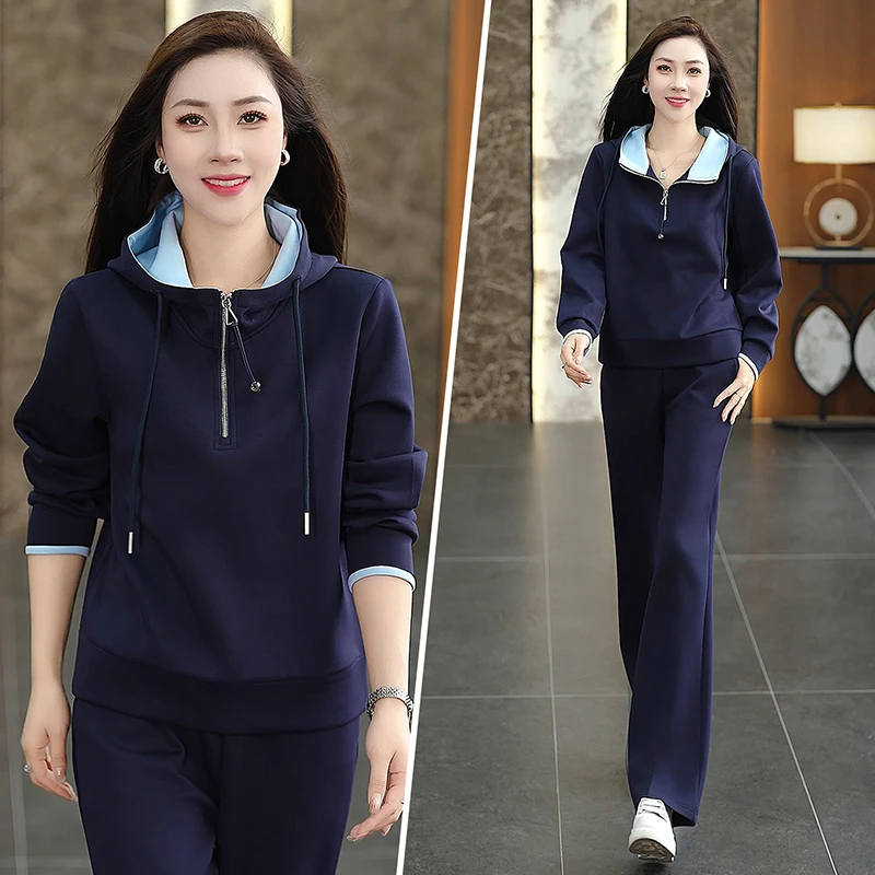 运动服套装女春秋新款时尚洋气卫衣韩版品质欧货高级感休闲两件套