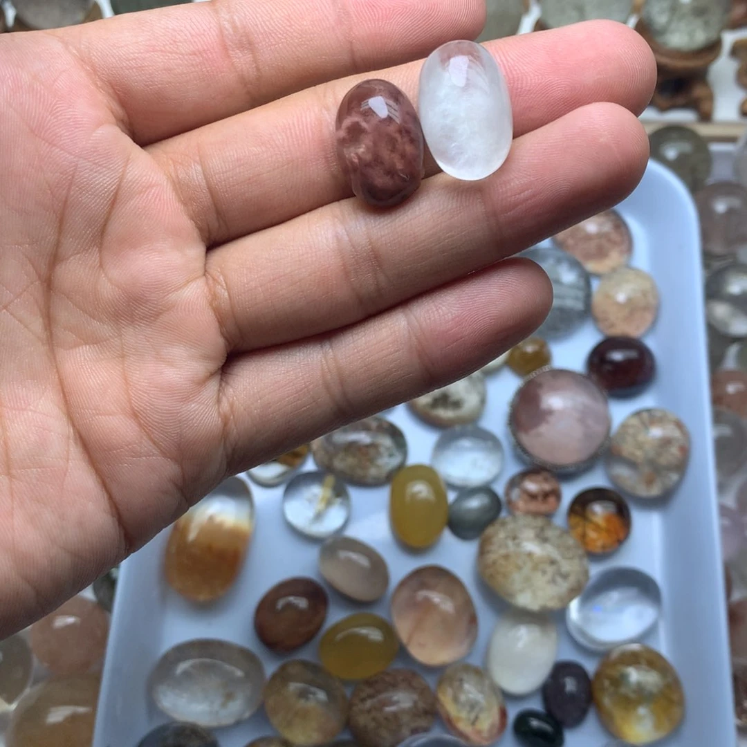 水晶珠宝半成品未镶嵌M**文兔毛蛋面