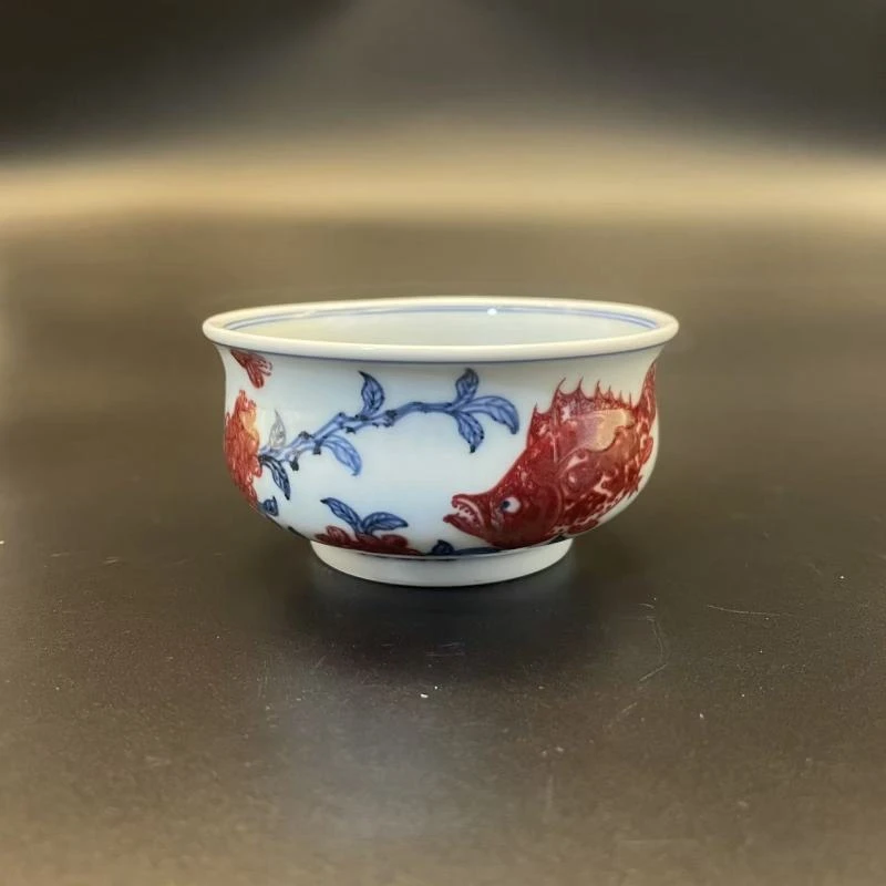 12.26a/N100320/00112/青花釉里红炉式杯/口径8.5高4.5/110cc