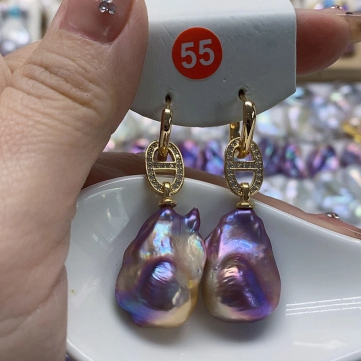 银S925镶嵌耳饰淡水珍珠