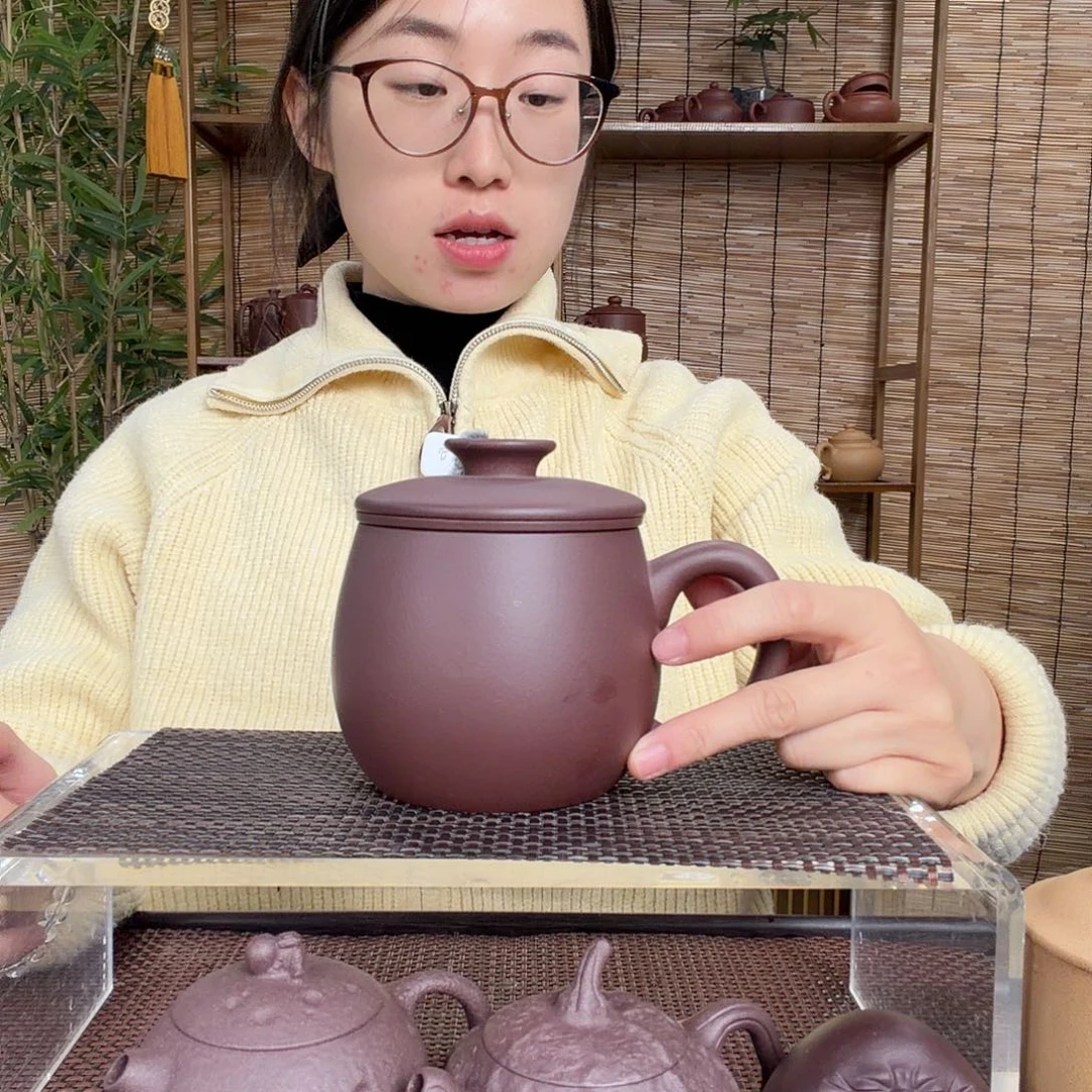 茶壶紫砂原矿福圆湖父底槽清三件套微瑕没礼盒