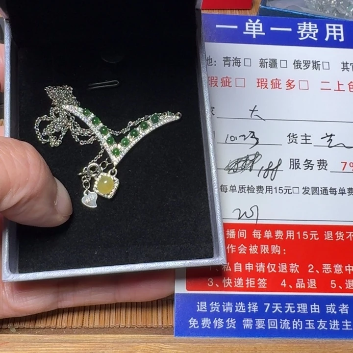 火***燚翡翠银S925镶嵌颈饰