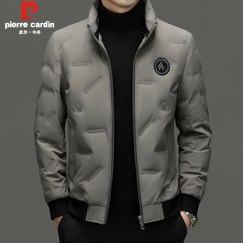 皮尔卡丹羽绒服男立领短款轻薄白鸭绒外套休闲冬季保暖防风爸爸装