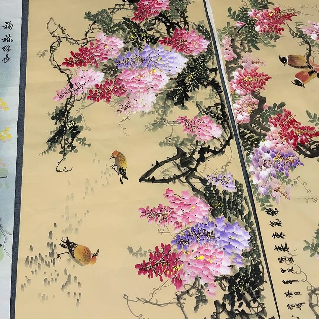 板***栗国画四尺尺寸70X140纯手绘作品