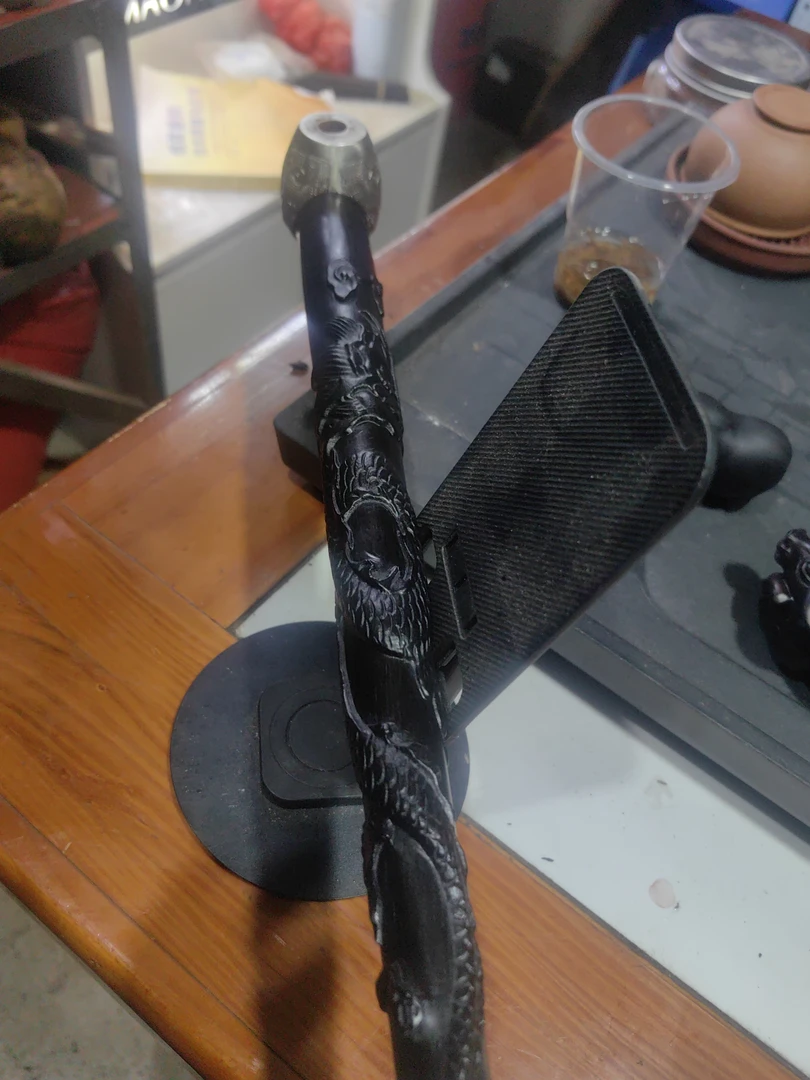 紫光檀东非黑黄檀雕刻贵州旱烟斗全长63公分