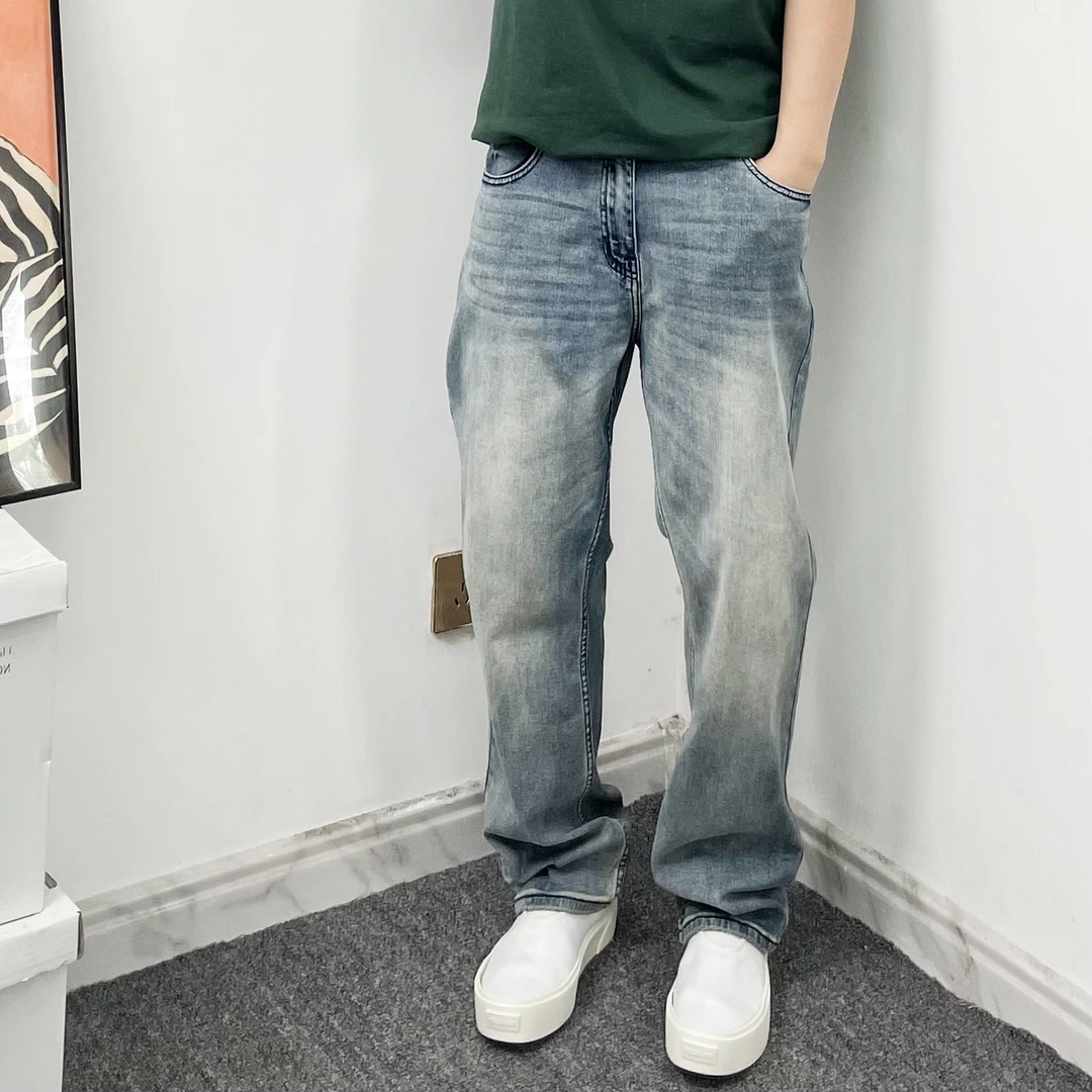 S.TYGDREAMOF’软青‘春夏薄款弹力复古直筒休闲男女牛仔裤ins高街