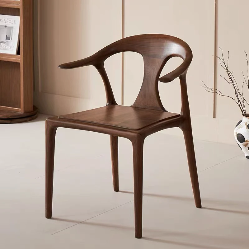 北美黑胡桃木极简家用鸭嘴椅北欧风格白蜡木橡胶木鸭嘴椅新中式椅