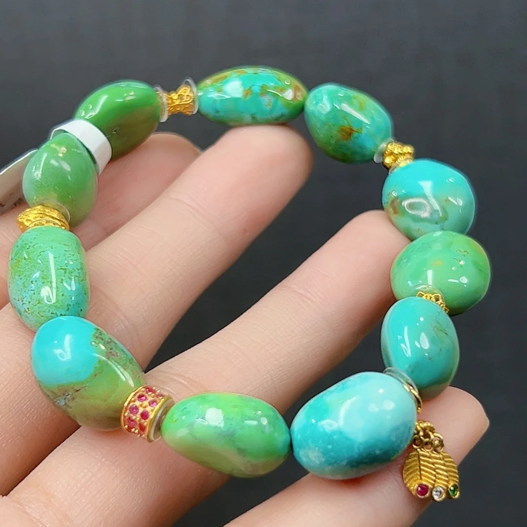 绿松石珠宝奇石18K金镶嵌