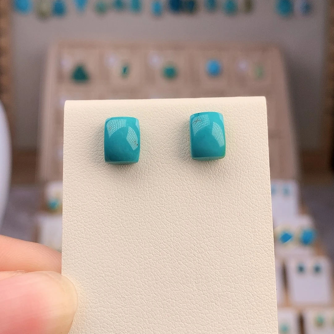 银S925镶嵌绿松石耳饰