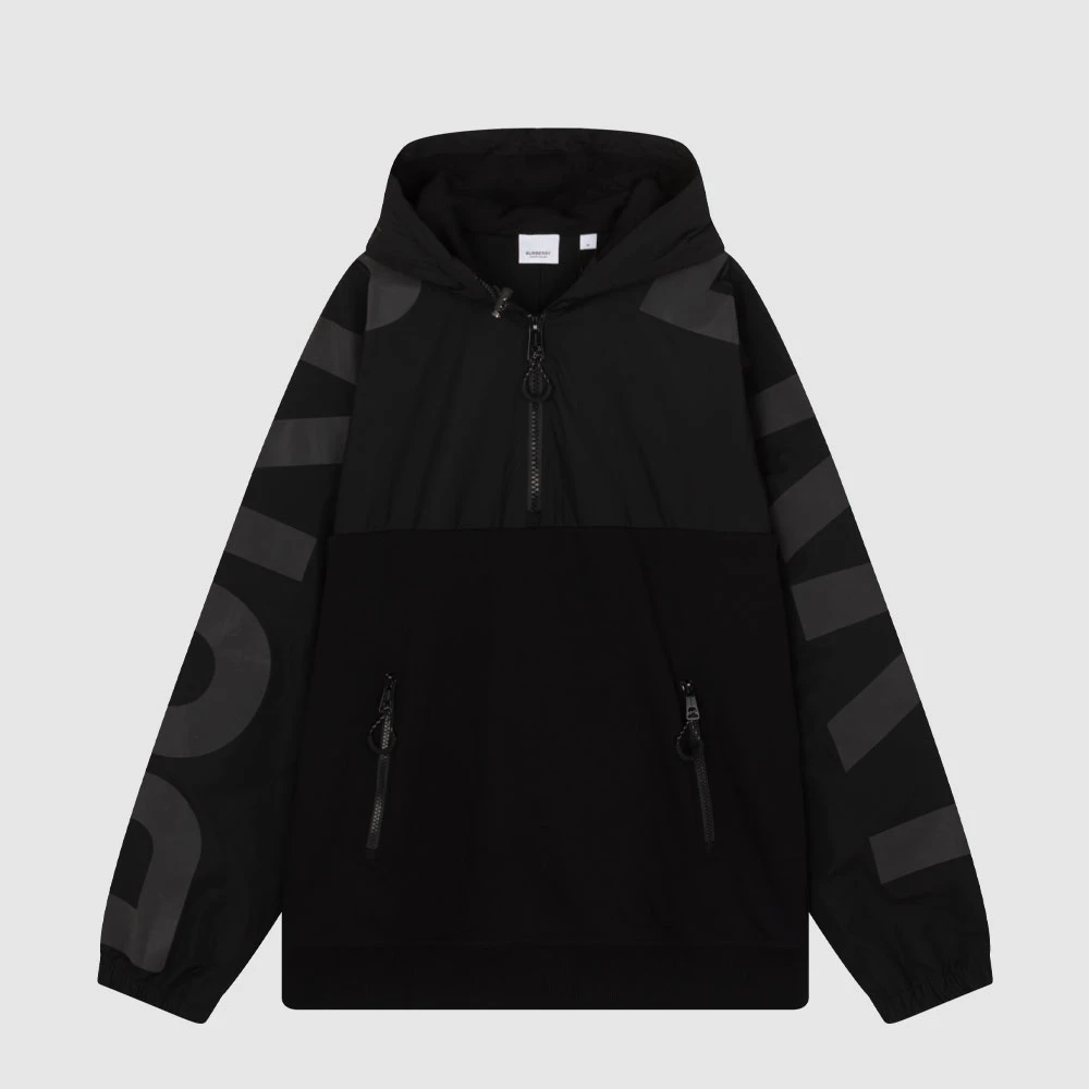 BURBERRY博柏利新品半拉链套头logo印花男连帽衫连帽卫衣8045687