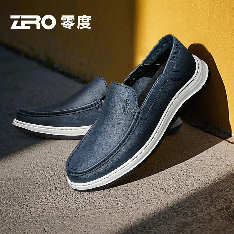 零度男鞋2025秋季新款乐福鞋舒适羊皮一脚蹬休闲鞋柔软舒适驾车鞋