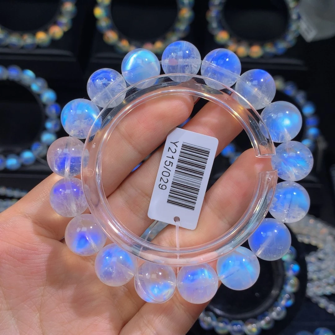 月光石手链未镶嵌Y215/029印度蓝月光手串12mm